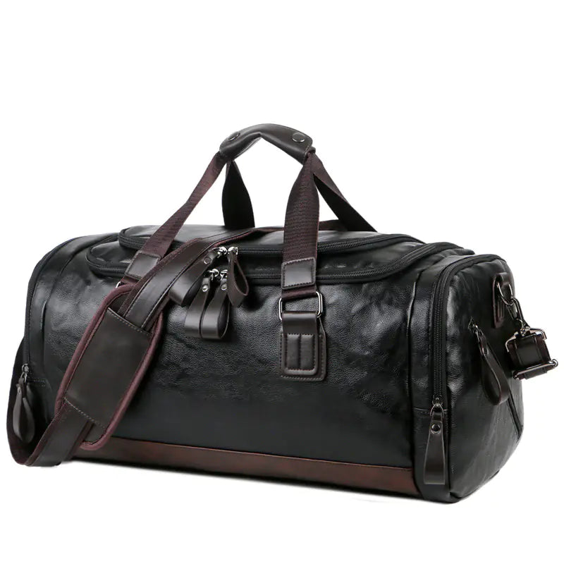 Men's Large Capacity PU Leather Travel Backpack